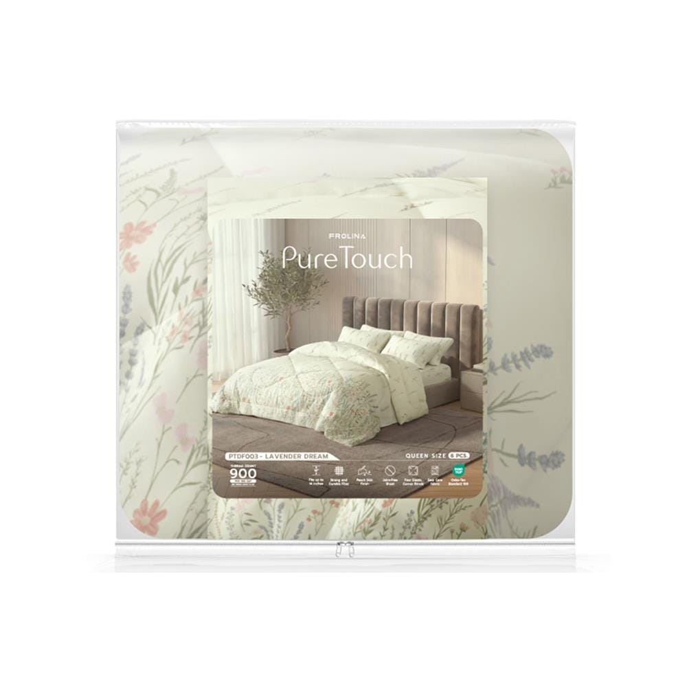 ชุดผ้าปูที่นอน 5 ฟุต (ชุด 6 ชิ้น) FROLINA PURE TOUCH PTDF003