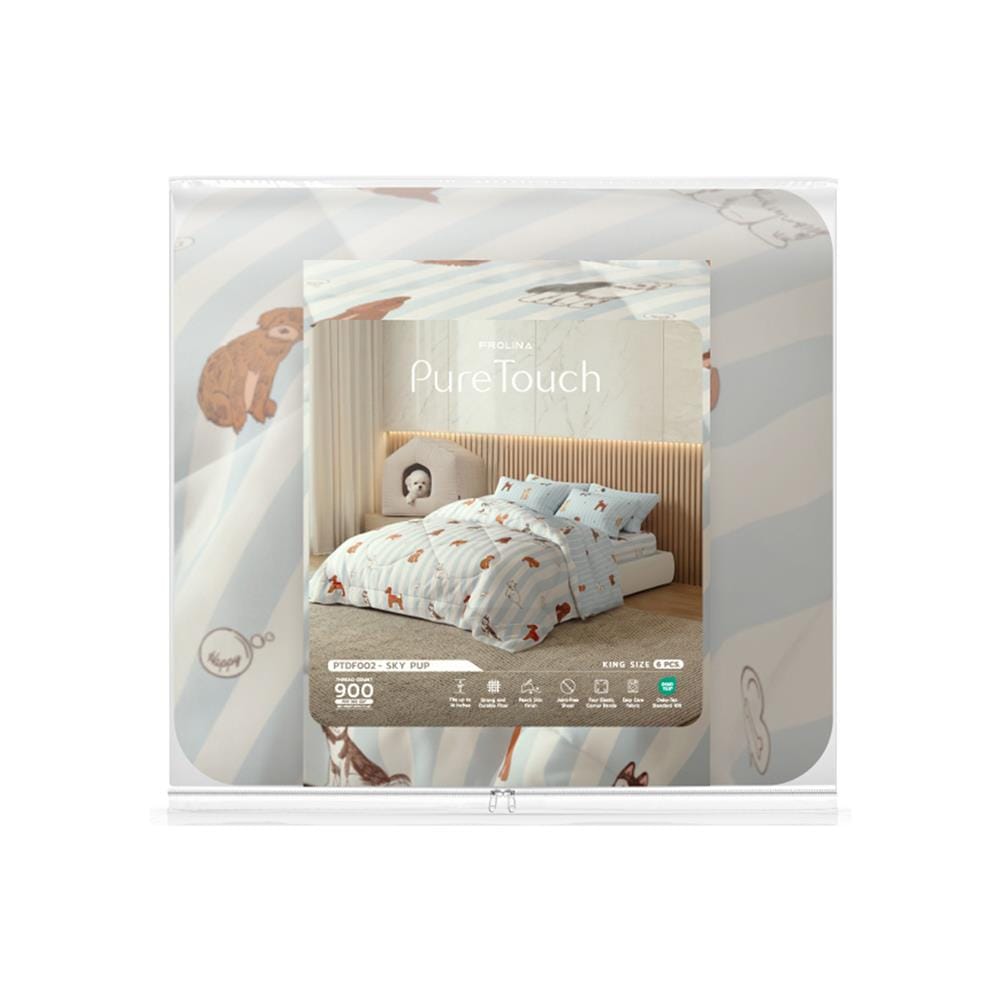 ชุดผ้าปูที่นอน 6 ฟุต (ชุด 6 ชิ้น) FROLINA PURE TOUCH PTDF002