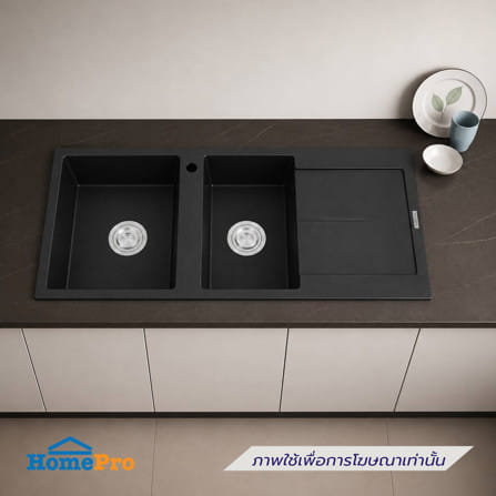 ซิงค์ฝัง 2 หลุม 1 ที่พัก HAFELE STONEQ 495.39.633 สี METALLIC_3