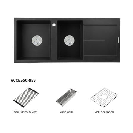 ซิงค์ฝัง 2 หลุม 1 ที่พัก HAFELE STONEQ 495.39.633 สี METALLIC_0