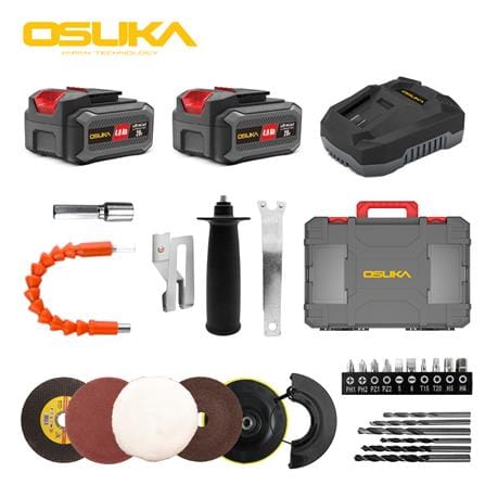 ชุดสว่านกระแทกและเครื่องเจียรไร้สาย (พร้อมแบตเตอรี่และแท่นชาร์จ) OSUKA OCK151-M2 20 โวลล์_12