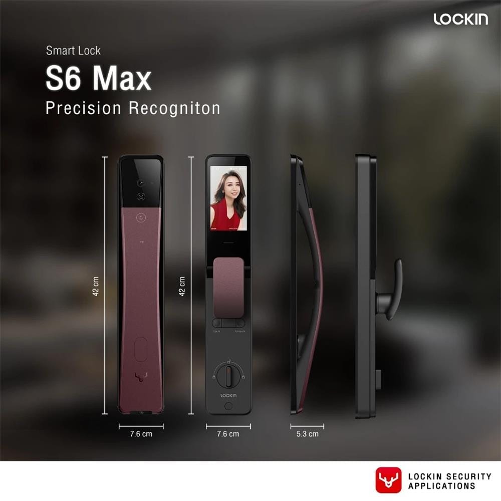 มือจับหลอกประตูดิจิตอล LOCKIN S6 MAX สีม่วง