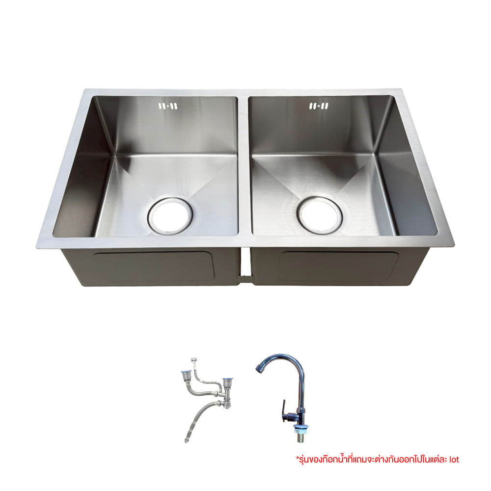 ซิงค์ฝัง 2 หลุม S-FLO NL0121-SI-SS สีเงิน