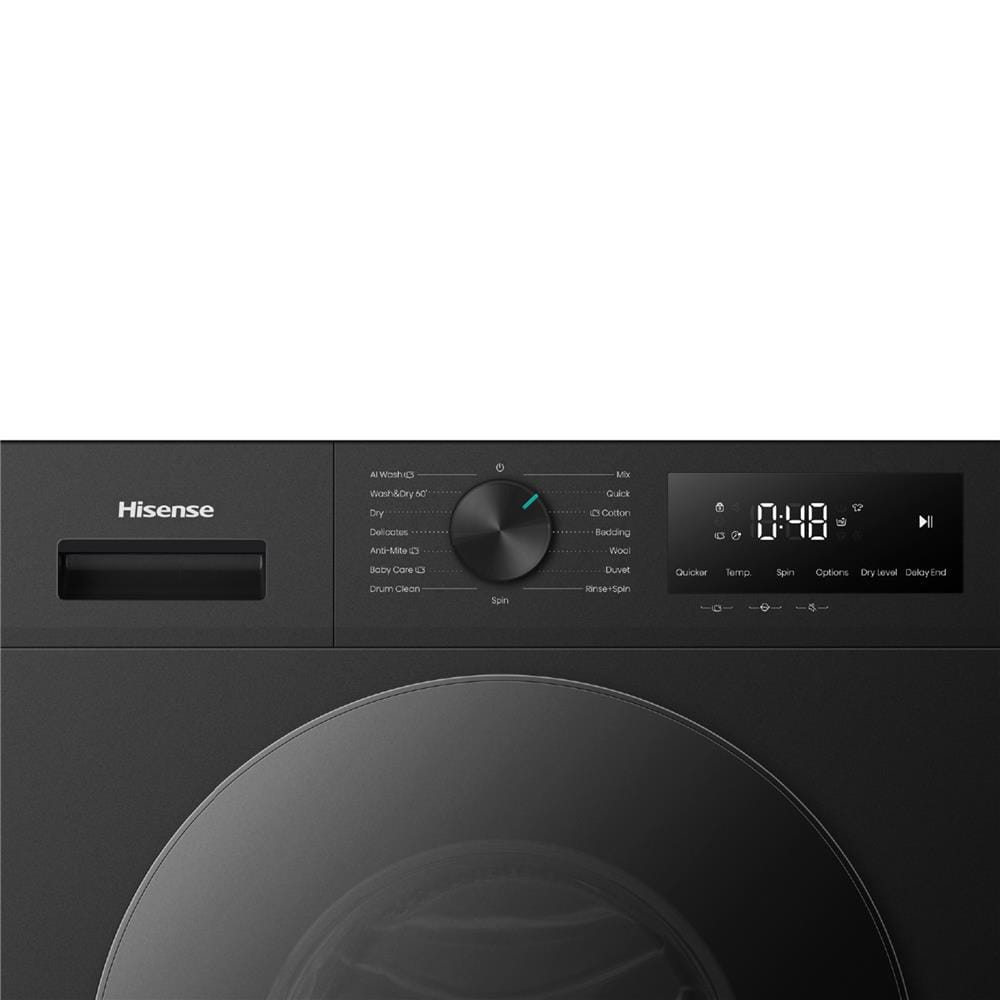 เครื่องซักอบผ้าฝาหน้า HISENSE WD120I142VKL 12/8 กก. 1400 RPM อินเวอร์เตอร์ สีดำ
