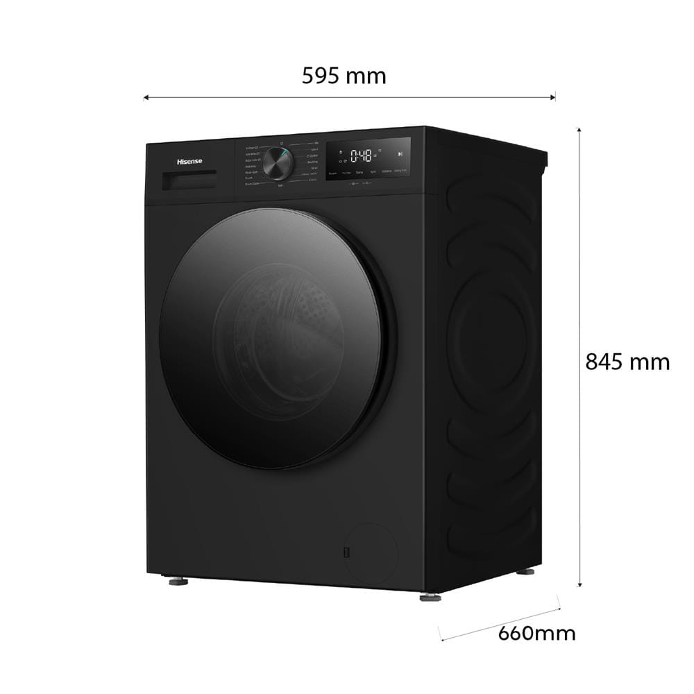 เครื่องซักผ้าฝาหน้า HISENSE WF140I142VKM 14 กก. 1400 RPM อินเวอร์เตอร์ สีดำ