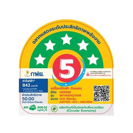 เครื่องซักผ้าฝาหน้า HISENSE WF140I142VKM 14 กก. 1400 RPM อินเวอร์เตอร์ สีดำ_5