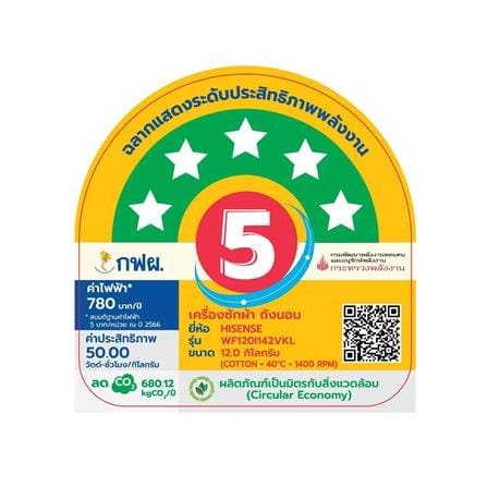 เครื่องซักผ้าฝาหน้า HISENSE WF120I142VKL 12 กก. 1400 RPM อินเวอร์เตอร์ สีดำ_5