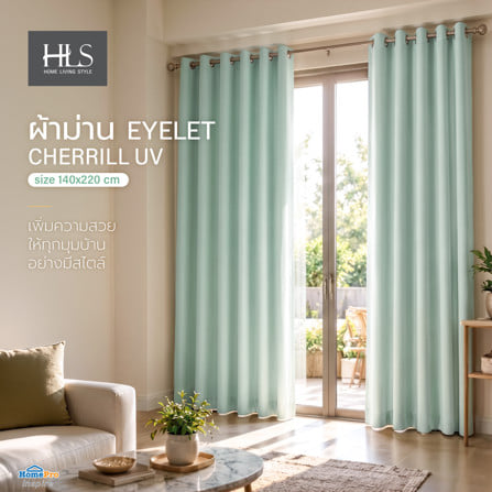 ผ้าม่าน EYELET HOME LIVING STYLE CHERRILL UV 140x220 ซม. สีเขียว_4