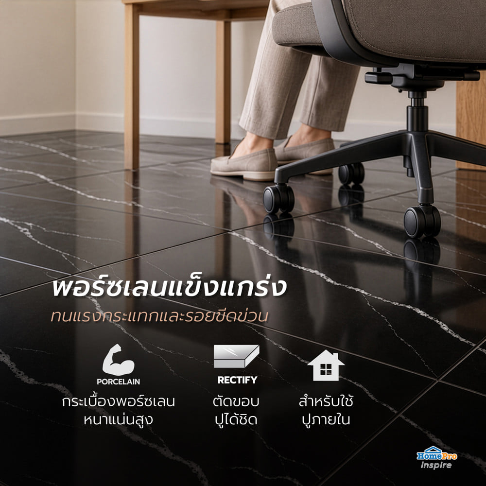 กระเบื้องพื้นพอร์ซเลน 60x60 ซม. TARA แอสตร้า ดำ PM 1.44 ตร.ม.