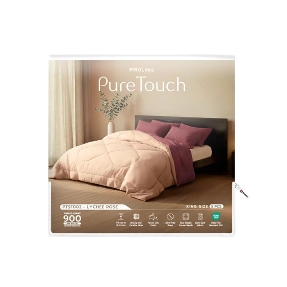 ชุดผ้าปูที่นอน 6 ฟุต (ชุด 5 ชิ้น) FROLINA PURE TOUCH PTSF002