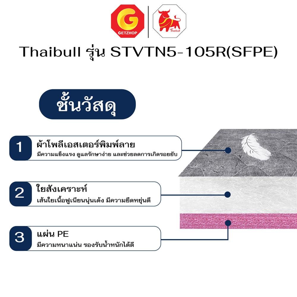 เตียงเหล็ก 3.5 ฟุต THAIBULL STVTN5-105R(SFPE) สีน้ำตาล