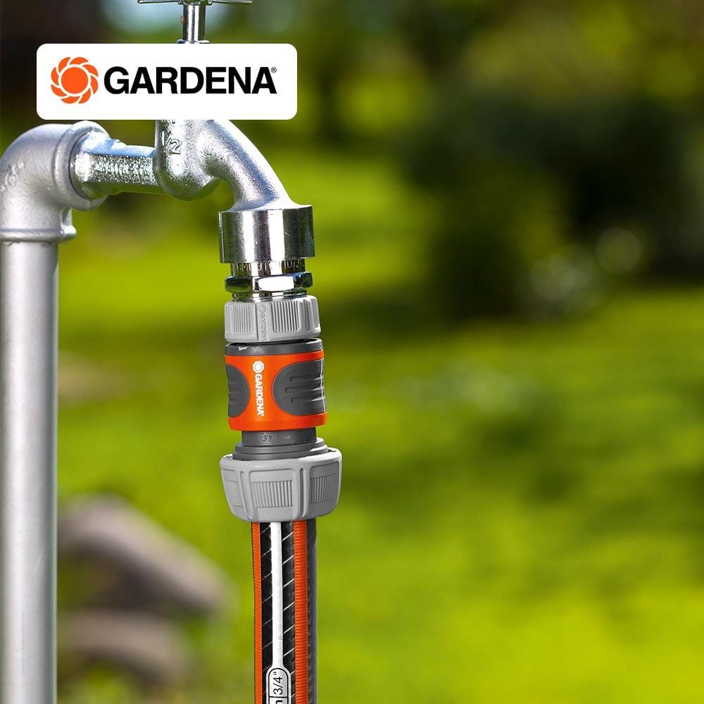 ข้อต่อสวมเร็ว+สวมสายยาง GARDENA 3/4 นิ้ว สีเทา