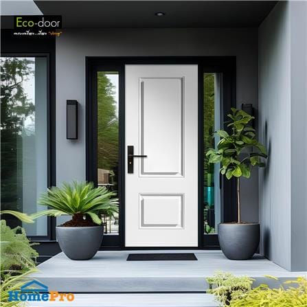 ประตูภายในไฟเบอร์กลาส ไม่เจาะลูกบิด ECO-DOOR 2PT 80x200 ซม. สีขาว_1