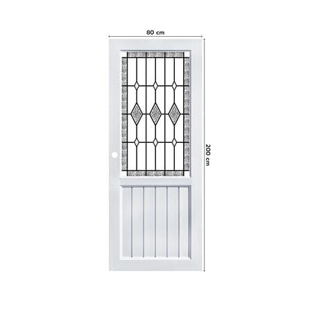 ประตูภายใน UPVC กระจกนิรภัย เจาะลูกบิด ECO-DOOR D1 80x200 ซม. สีขาว_3
