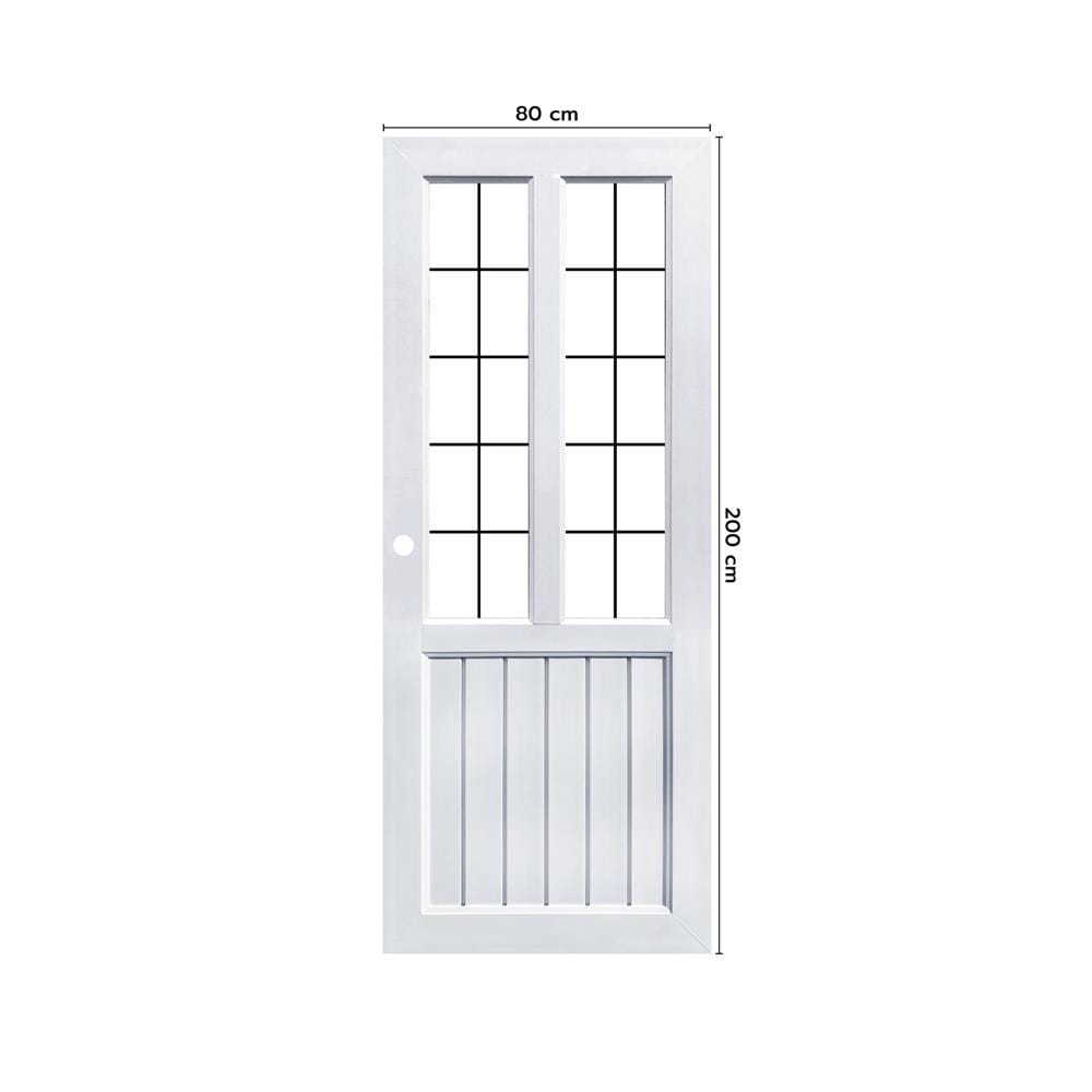 ประตูภายใน UPVC กระจกนิรภัย เจาะลูกบิด ECO-DOOR S2 80x200 ซม. สีขาว