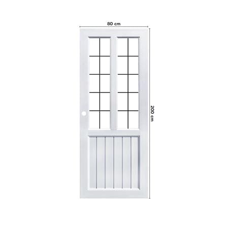 ประตูภายใน UPVC กระจกนิรภัย เจาะลูกบิด ECO-DOOR S2 80x200 ซม. สีขาว_3