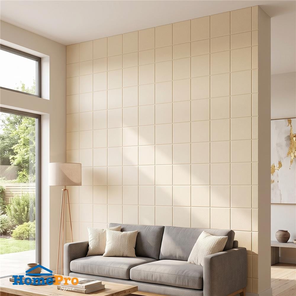 สติกเกอร์โฟม PU HOME LIVING STYLE SOFT 35x35 ซม. สีครีม (แพ็ก 4 ชิิ้น)