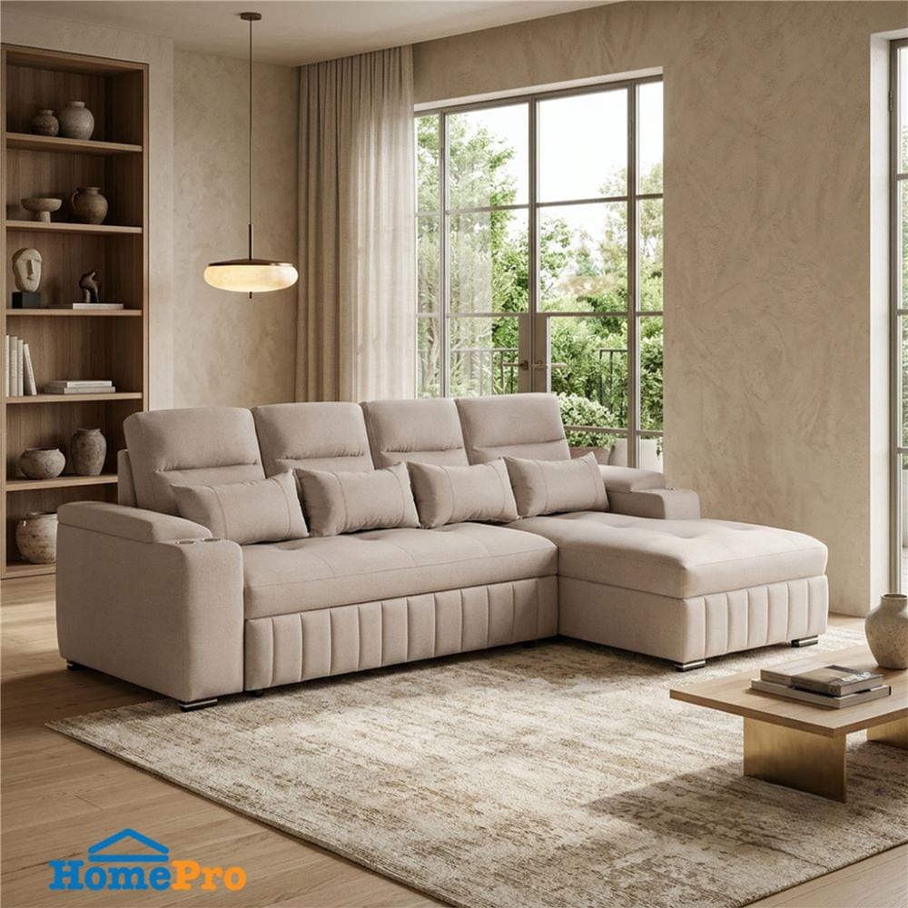 โซฟาเข้ามุมขวา AS FURNITURE KENZO CRU91L สีครีม