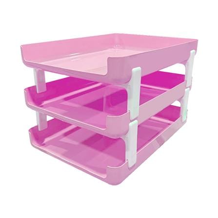 ถาดใส่เอกสาร 3 ชั้น ORCA DT-S3N สีขาว/ชมพู_0