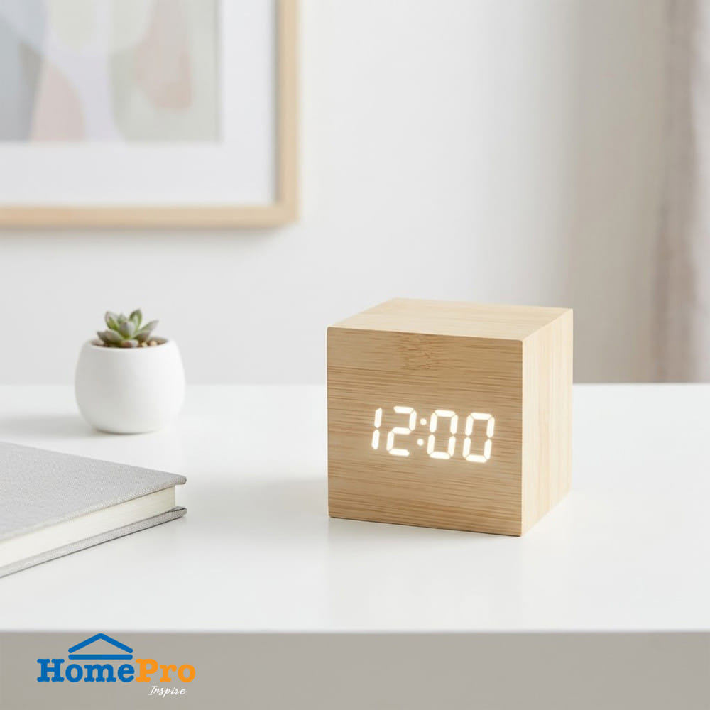 นาฬิกาดิจิทัล LED SNAZZ 26EC-7 2.5x2.5 นิ้ว สีน้ำตาล