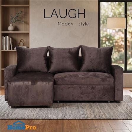 โซฟาเข้ามุมซ้าย AS FURNITURE LAUGH สีน้ำตาล_4