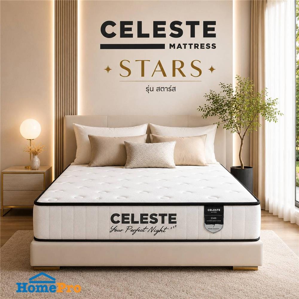 ที่นอนสปริง 6 ฟุต CELESTE MATTRESS STAR (พร้อมหมอนหนุน 2 ใบ)