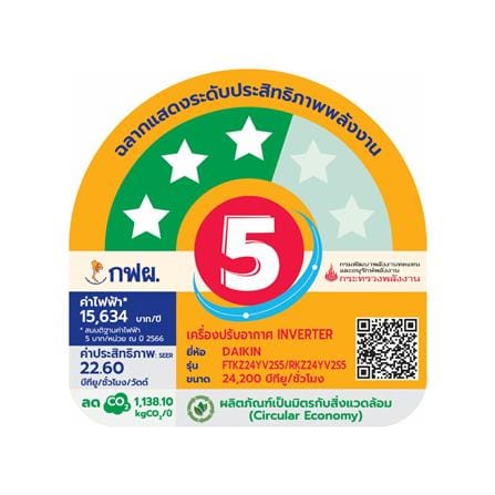 แอร์ผนัง DAIKIN FTKZ24YV2S5 24200 บีทียู อินเวอร์เตอร์_3
