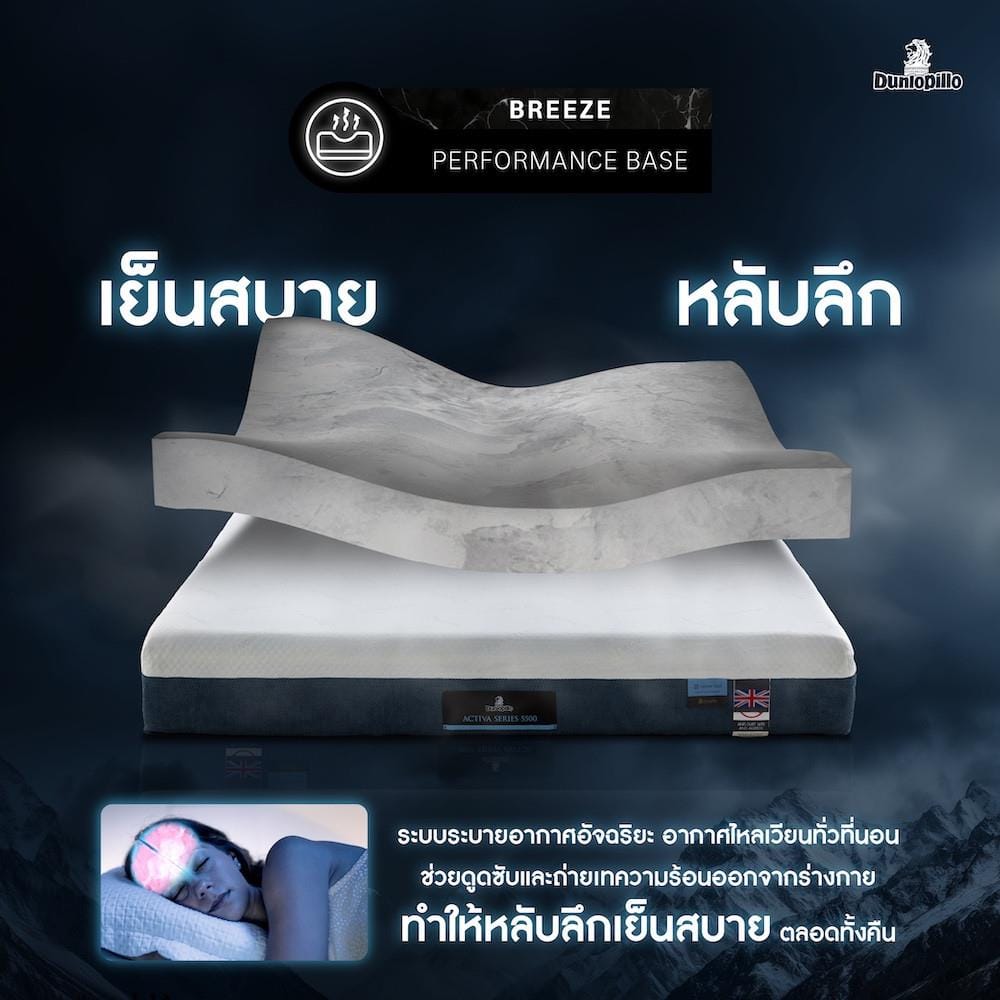 ที่นอนไฮบริด 3.5 ฟุต DUNLOPILLO ACTIVA SERIES 5500 (พร้อมหมอนหนุน 1 ใบ)