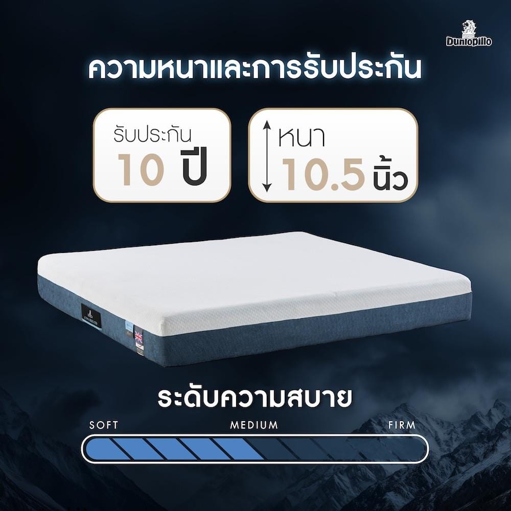ที่นอนไฮบริด 5 ฟุต DUNLOPILLO ACTIVA SERIES 5500 (พร้อมหมอนหนุน 2 ใบ)