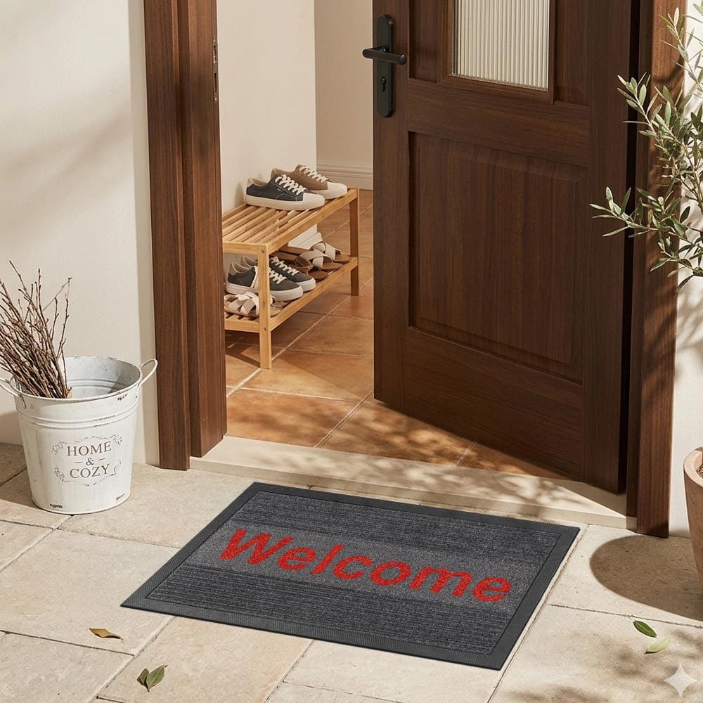 พรมเช็ดเท้าดักฝุ่น KLEEN-TEX KLEEN STEP 45x75 ซม. สี GREY/RED