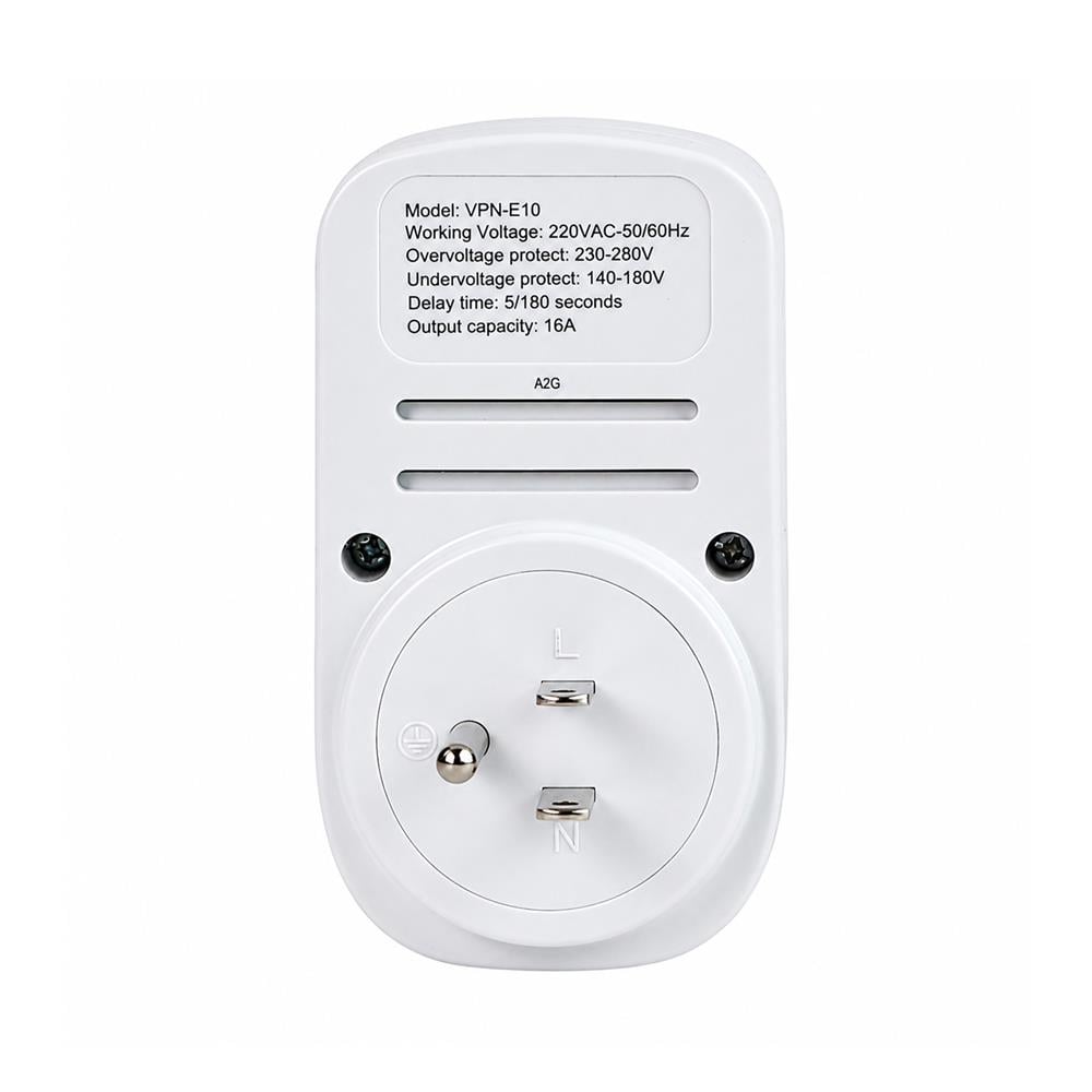 อุปกรณ์ป้องกันแรงดันไฟเกิน/ไฟตก พร้อมเต้ารับสามขา HACO 16 แอมป์ 140-280 โวลต์ สีขาว