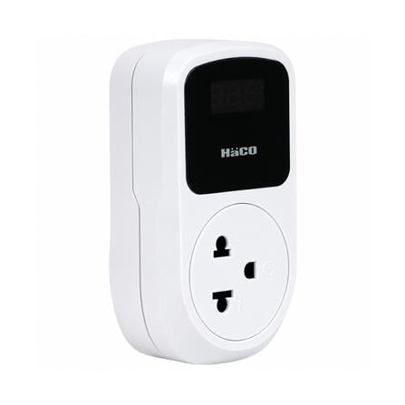 อุปกรณ์ป้องกันแรงดันไฟเกิน/ไฟตก พร้อมเต้ารับสามขา HACO 16 แอมป์ 140-280 โวลต์ สีขาว_2