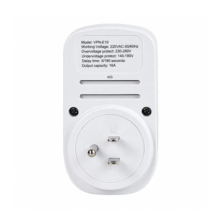 อุปกรณ์ป้องกันแรงดันไฟเกิน/ไฟตก พร้อมเต้ารับสามขา HACO 16 แอมป์ 140-280 โวลต์ สีขาว_4