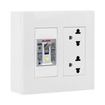 ชุดเต้ารับคู่ 3 ขา พร้อมเบรคเกอร์กันดูด HACO DECO 25 แอมป์ สีขาว_2