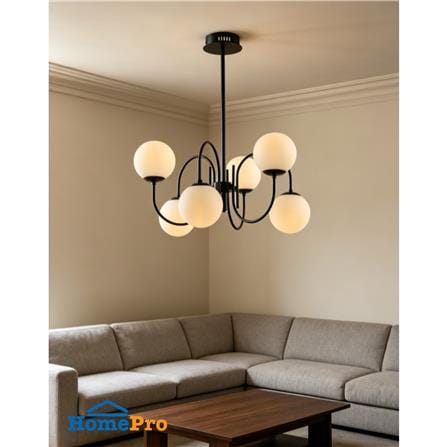 ไฟช่อ NEOLIGHT C491-6BK สีขาว/ดำ 6 หัว_6