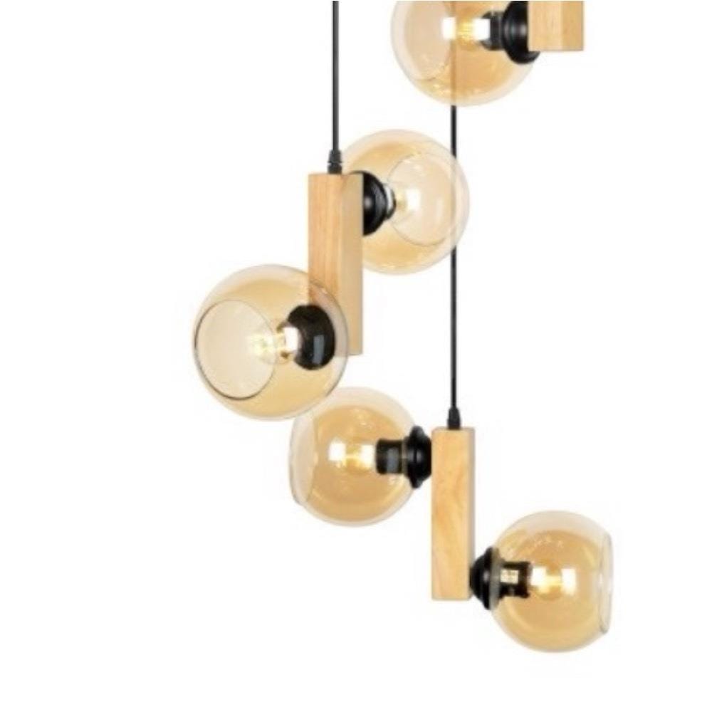 ไฟช่อ LUMAX MD 01-03190 สีดำ/น้ำตาล 6 หัว