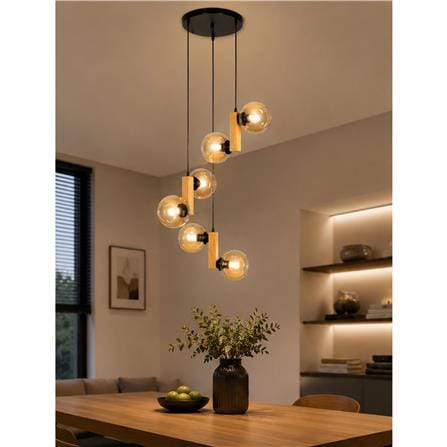 ไฟช่อ LUMAX MD 01-03190 สีดำ/น้ำตาล 6 หัว_2
