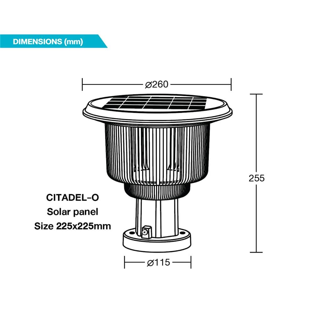 ไฟหัวเสา SOLAR BEC CITADEL-O 150 วัตต์ DAYLIGHT/COOL WHITE/WARM WHITE