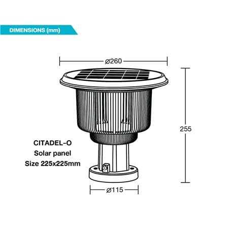 ไฟหัวเสา SOLAR BEC CITADEL-O 150 วัตต์ DAYLIGHT/COOL WHITE/WARM WHITE_10
