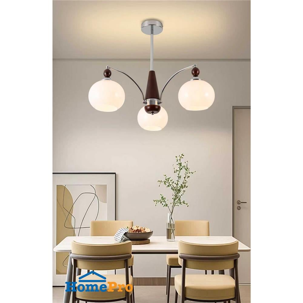 ไฟช่อ NEOLIGHT CS26-05-LS สีขาว/ลายไม้/เงิน 3 หัว