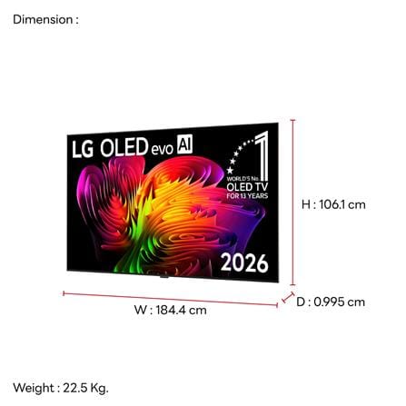 ทีวีโอแอลอีดี 83 นิ้ว LG (4K, OLED, WEB OS) OLED83W6PSA.ATM_16