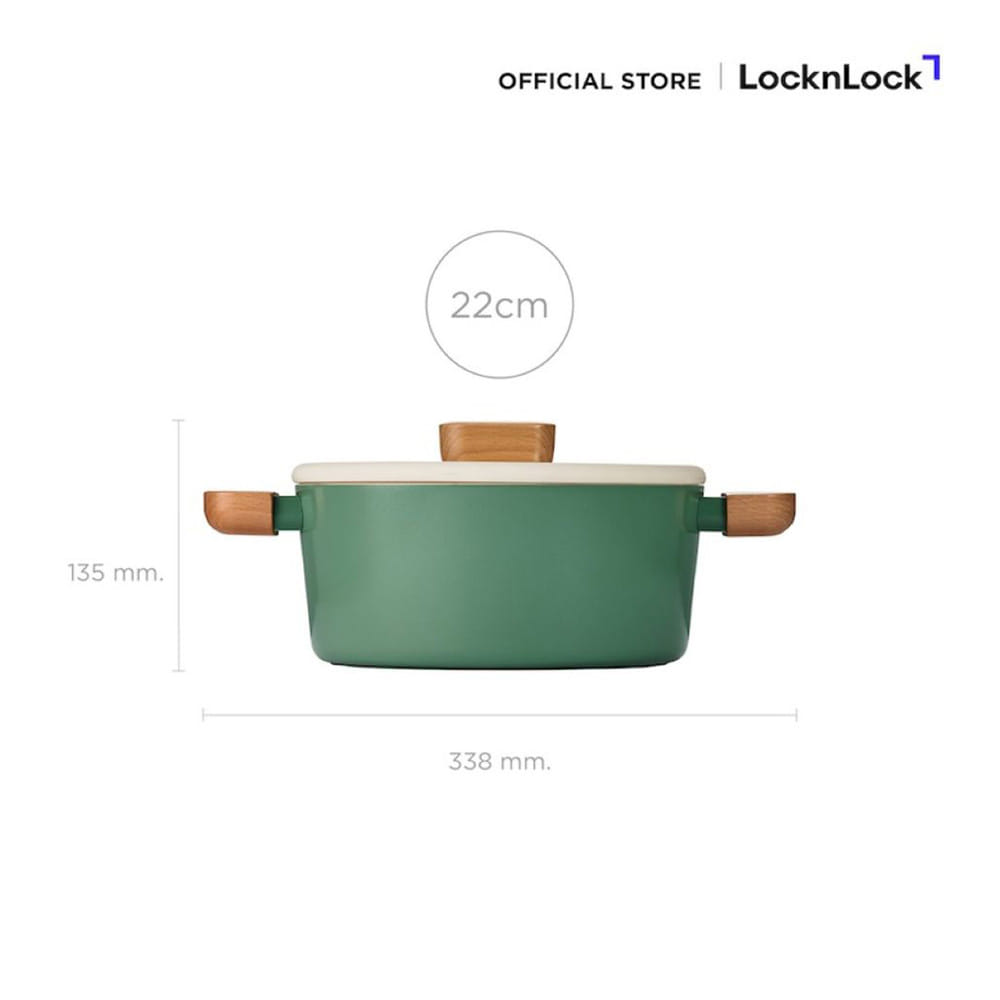 หม้อพร้อมฝา 22 ซม. LOCKNLOCK SUIT SAGE IH สีเขียว