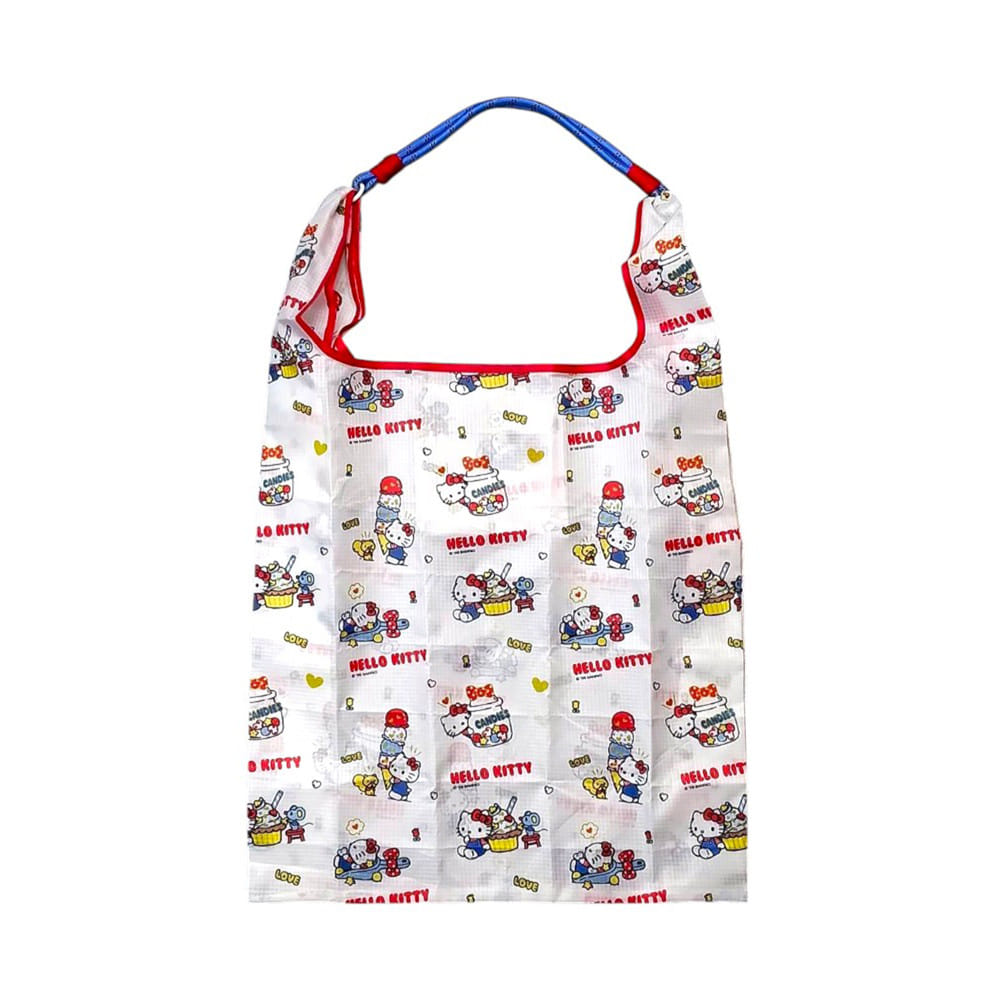 กระเป๋าอเนกประสงค์พับได้ VINTAGE HELLO KITTY สีขาว/แดง