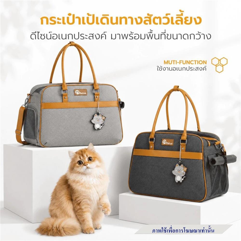กระเป๋าสัตว์เลี้ยง PETUS 1076 สีเทา