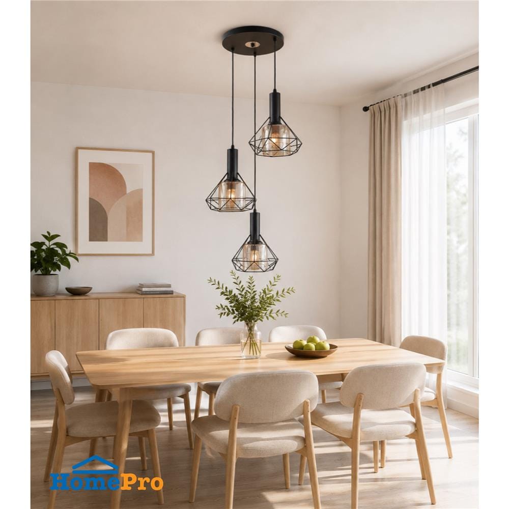 ไฟช่อ NEOLIGHT 9802-3BK สีดำ/น้ำตาล 3 หัว