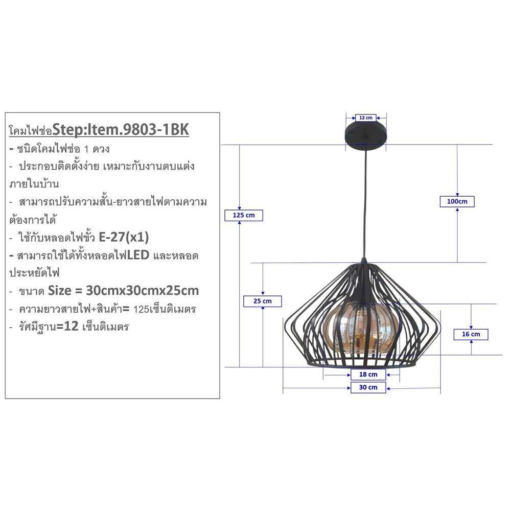 ไฟช่อ NEOLIGHT 9803-1BK สีดำ/น้ำตาล 1 หัว