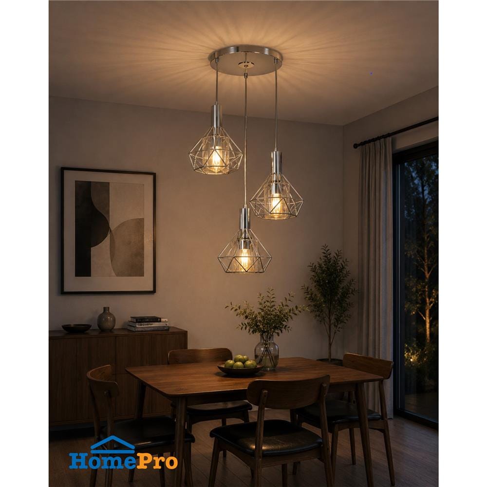 ไฟช่อ NEOLIGHT 9801-3SR สีเงิน/น้ำตาล 3 หัว