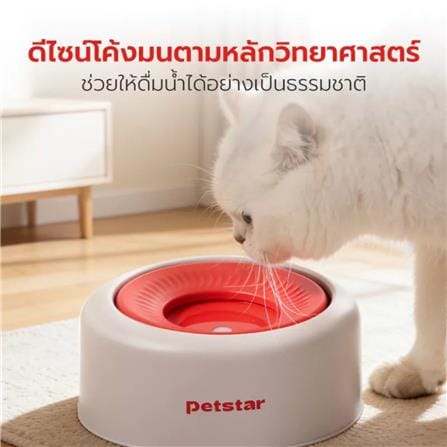 ชามให้น้ำสัตว์เลี้ยง PETSTAR PSRQ0241 SIZE M สีครีม/แดง_2