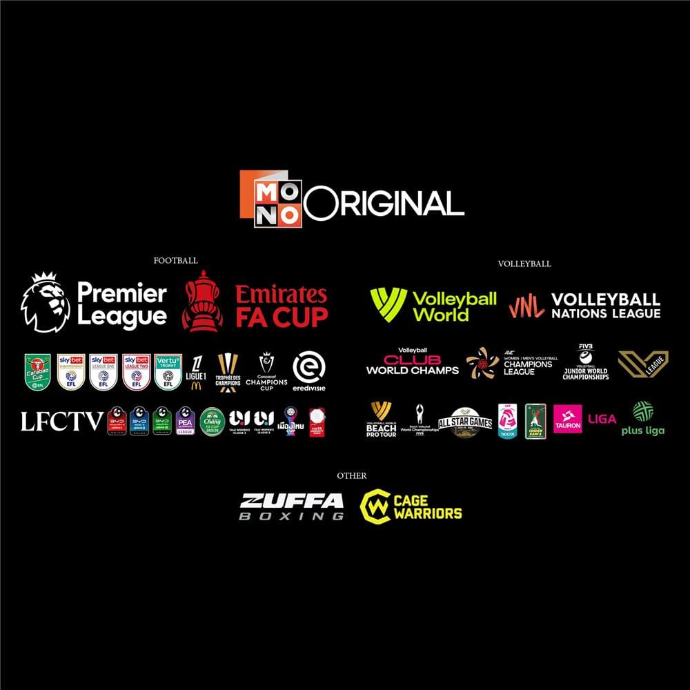 แพ็กเกจรายเดือน MONOMAX SPORTS STANDARD (พรีเมียร์ลีก, FA CUP, VOLLEYBALL WORLD, VNL) *ซื้อแล้วไม่รับเปลี่ยนหรือคืนสินค้า*