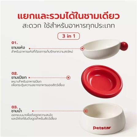 ชามอาหารสัตว์เลี้ยง PETSTAR PSRQ0229 สีขาว_8